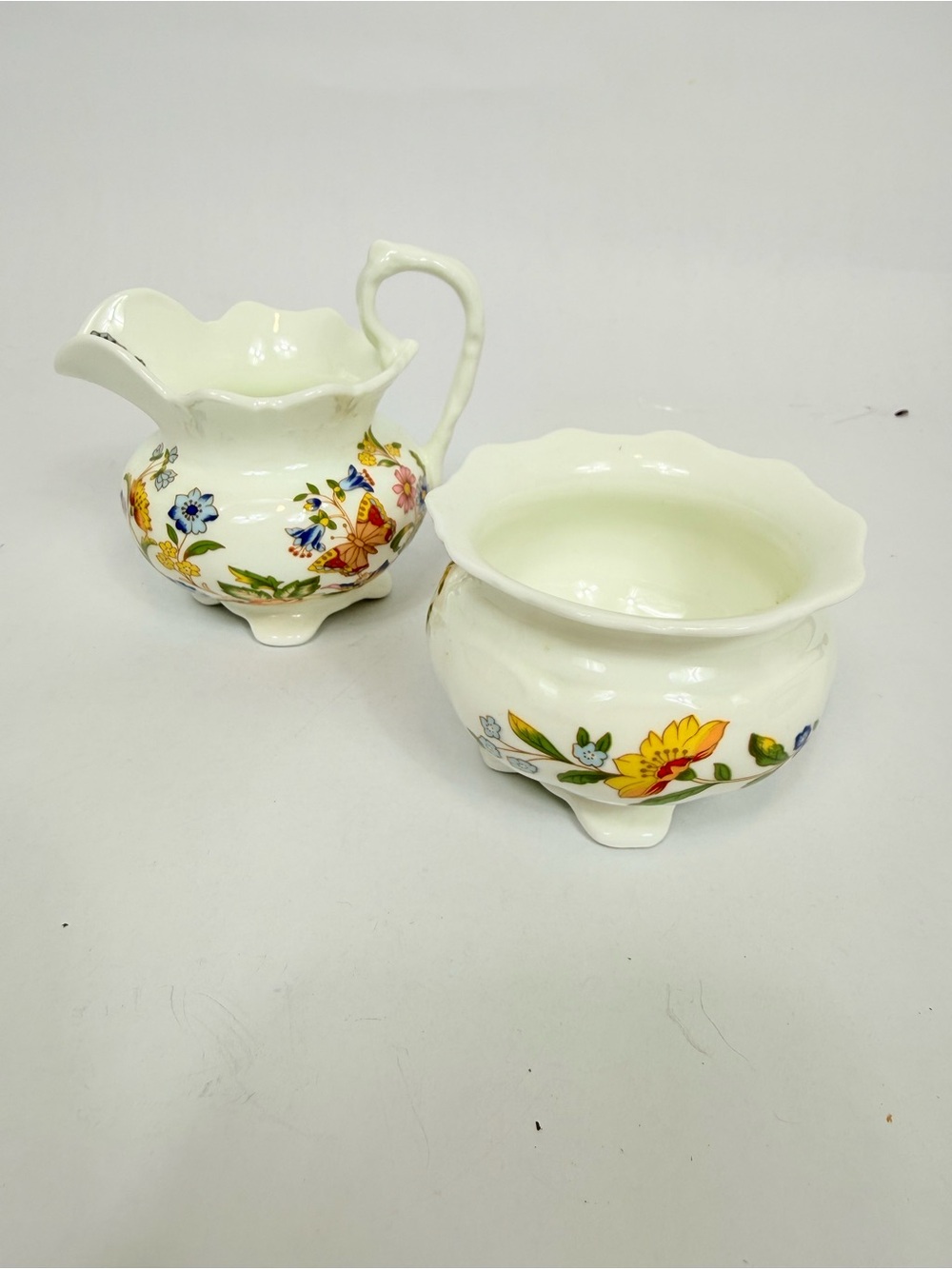 Aynsley Bone China England Cottage Garden Cream & Sugar